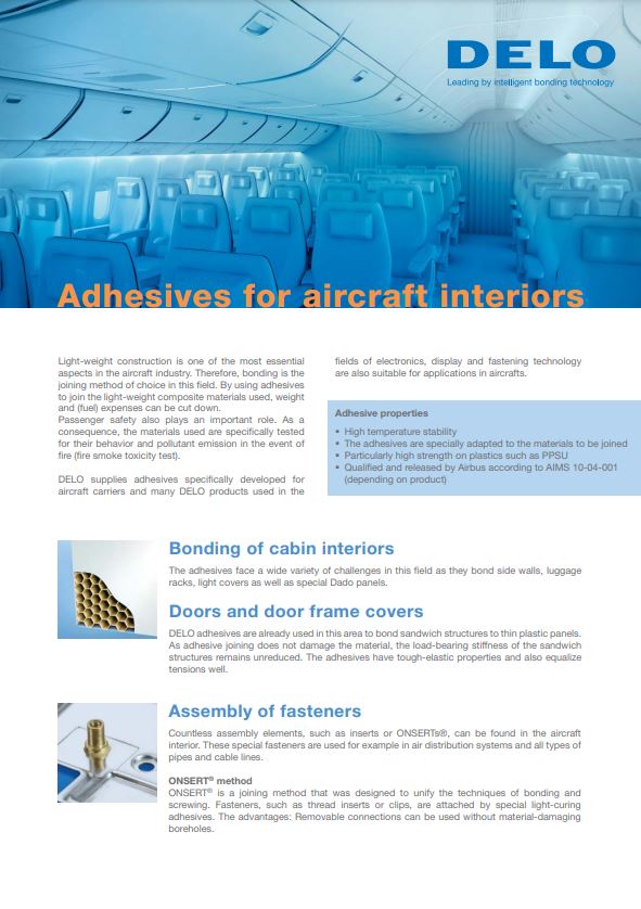 Adhesives for aircraft interior